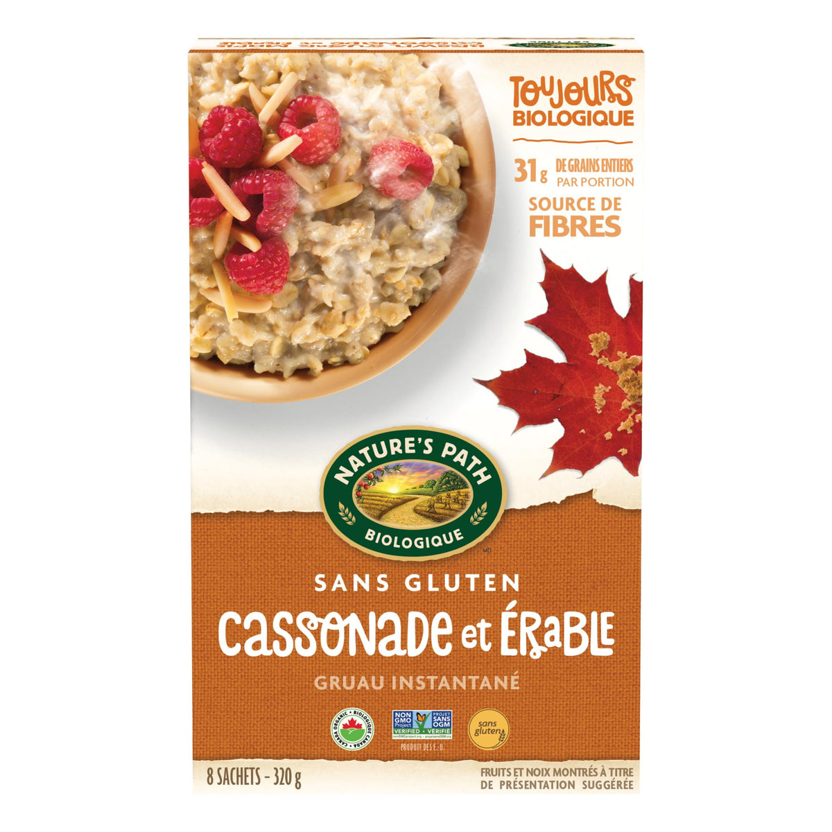 Nature's Path Organic Brown Sugar Maple Instant Oatmeal, 320 g (Pack of 6)