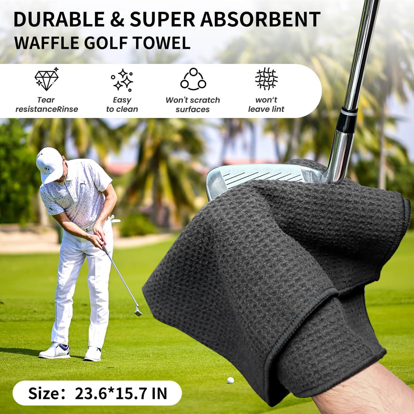 BAPOTH Golf Club Cleaner, Non-Leaking Stretchable Golf Brush with Golf Towel (60 * 40cm), Strong Bristles Golf Club Brush Can Hold 5 oz Water, Essentials Golf Accessories Gifts for Men Women