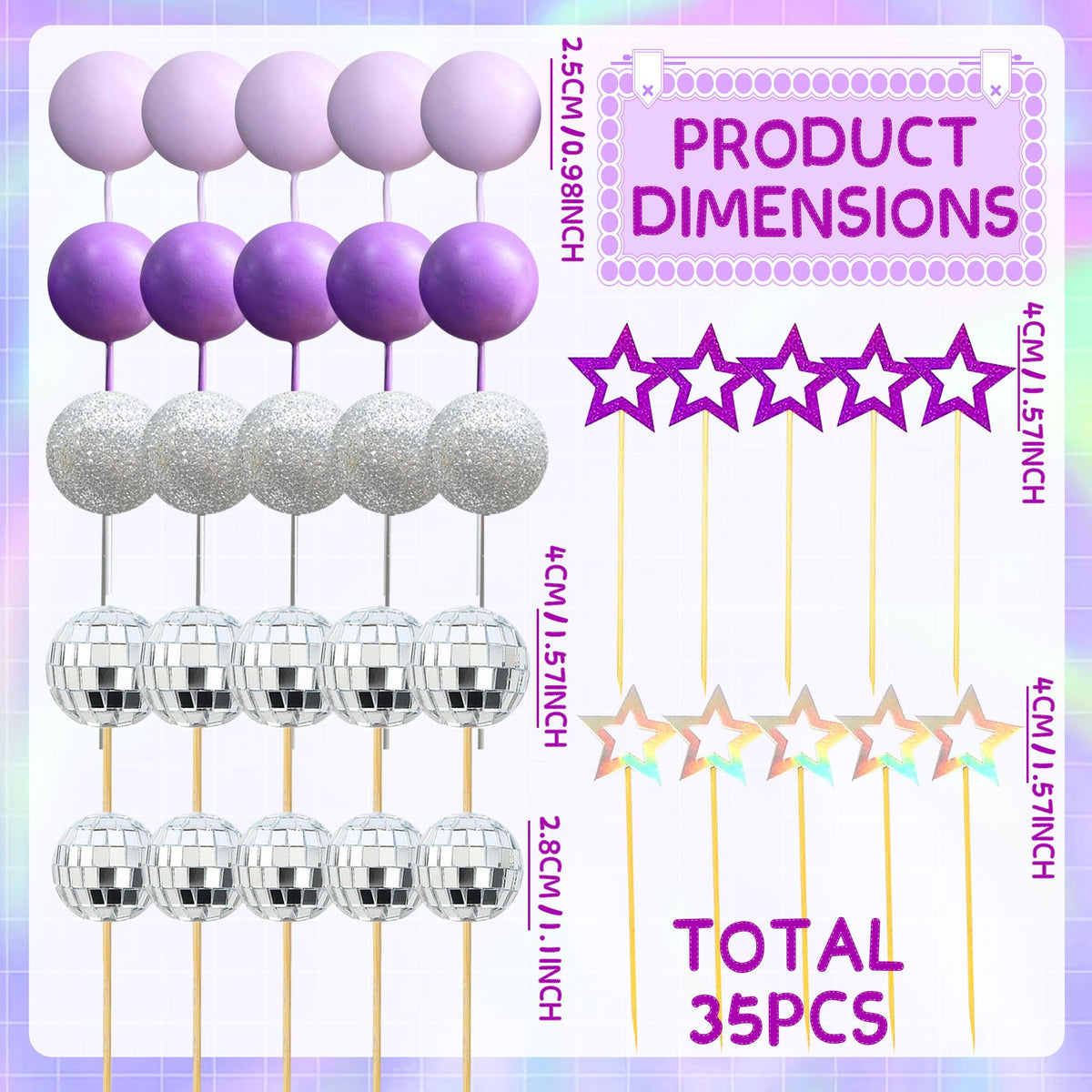 LaVenty Purple Disco Balls Cake Topper Pop Music Hunters Party Supplies 🍁 All In One Marketplace Canada