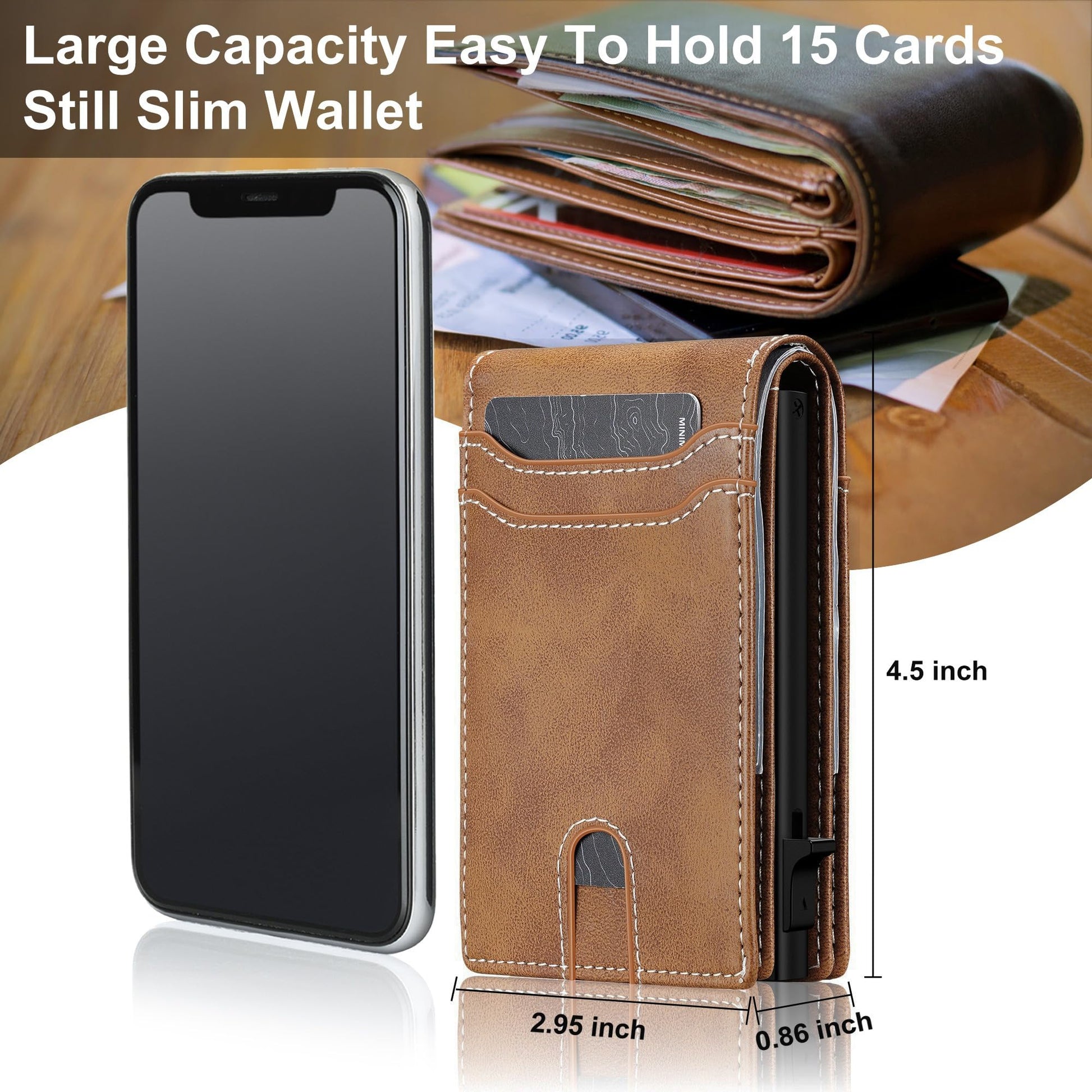furid RFID Wallet for Men Minimalist: Slim Pop Up Wallet with ID Window - Smart Card Holder for Men - Gift for Father Husband on Father’s Day Birthday Anniversary