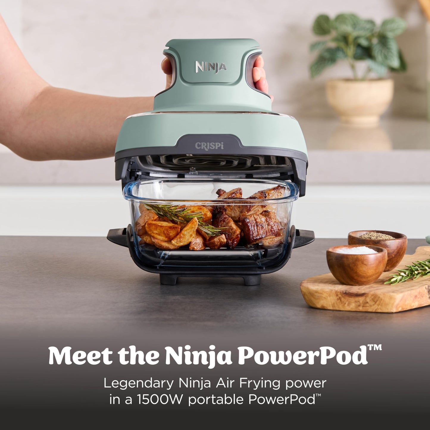 Ninja Crispi Portable Glass Air Fryer Cooking System – 4-Qt & 6-Cup CleanCrisp Containers, Nontoxic, Leak-Proof, Dishwasher Safe – Air Fry, Bake, Max Crisp, Recrisp FN101CGN (Canadian Version) - Available at All In One Marketplace Canada