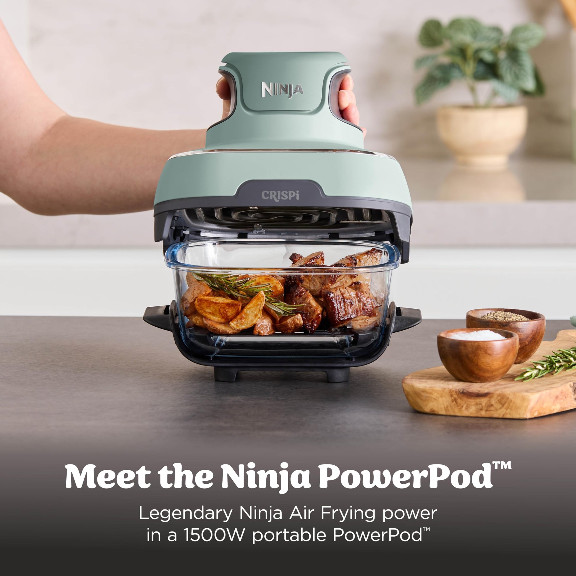 Ninja Crispi Portable Glass Air Fryer Cooking System – 4-Qt & 6-Cup CleanCrisp Containers, Nontoxic, Leak-Proof, Dishwasher Safe – Air Fry, Bake, Max Crisp, Recrisp FN101CGN (Canadian Version) - Available at All In One Marketplace Canada