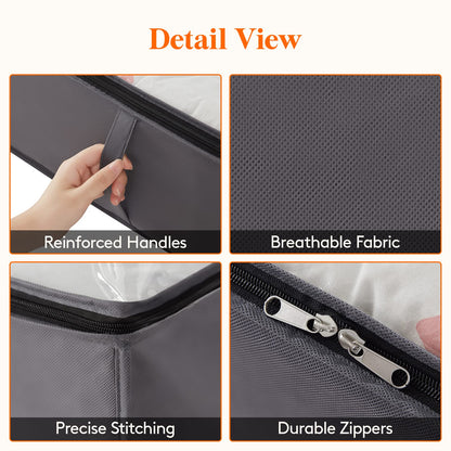 Lifewit 4 Pack 95L Under Bed Storage Bins, Foldable Closet Organizers and Storage Containers,Underbed Storage Bags with Reinforced Handle for Blanket,Clothing,Comforter, Sheets,Wrapping Paper, Grey - Available at All In One Marketplace Canada