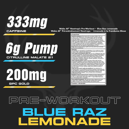 Bucked Up Woke AF Pre-Workout, Blue Raz Lemonade, 40 Servings Bucked Up