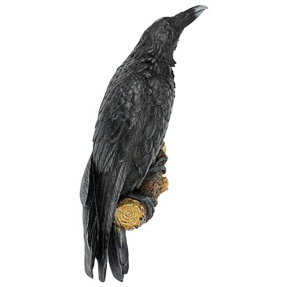 Design Toscano The Raven's Perch Halloween Gothic Decor Wall Sculpture, 46 cm, Polyresin, Full Color