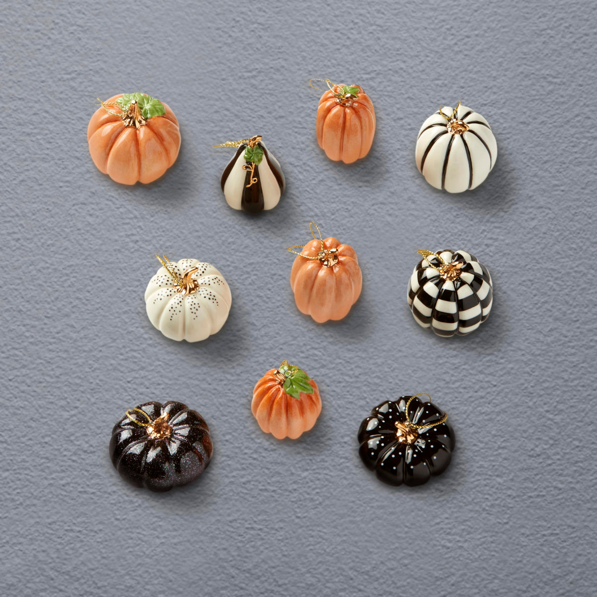 Set de 10 mini décorations à suspendre Lenox Pumpkin en porcelaine pour Halloween