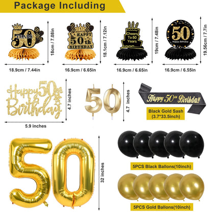 50th Birthday Decorations for Men, Black Gold 50th Party Decoration Set 🍁 All In One Marketplace Canada