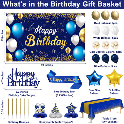 YeohJoy Birthday Decorations Navy Blue Gold 35Pcs Party Supplies 🍁 All In One Marketplace Canada