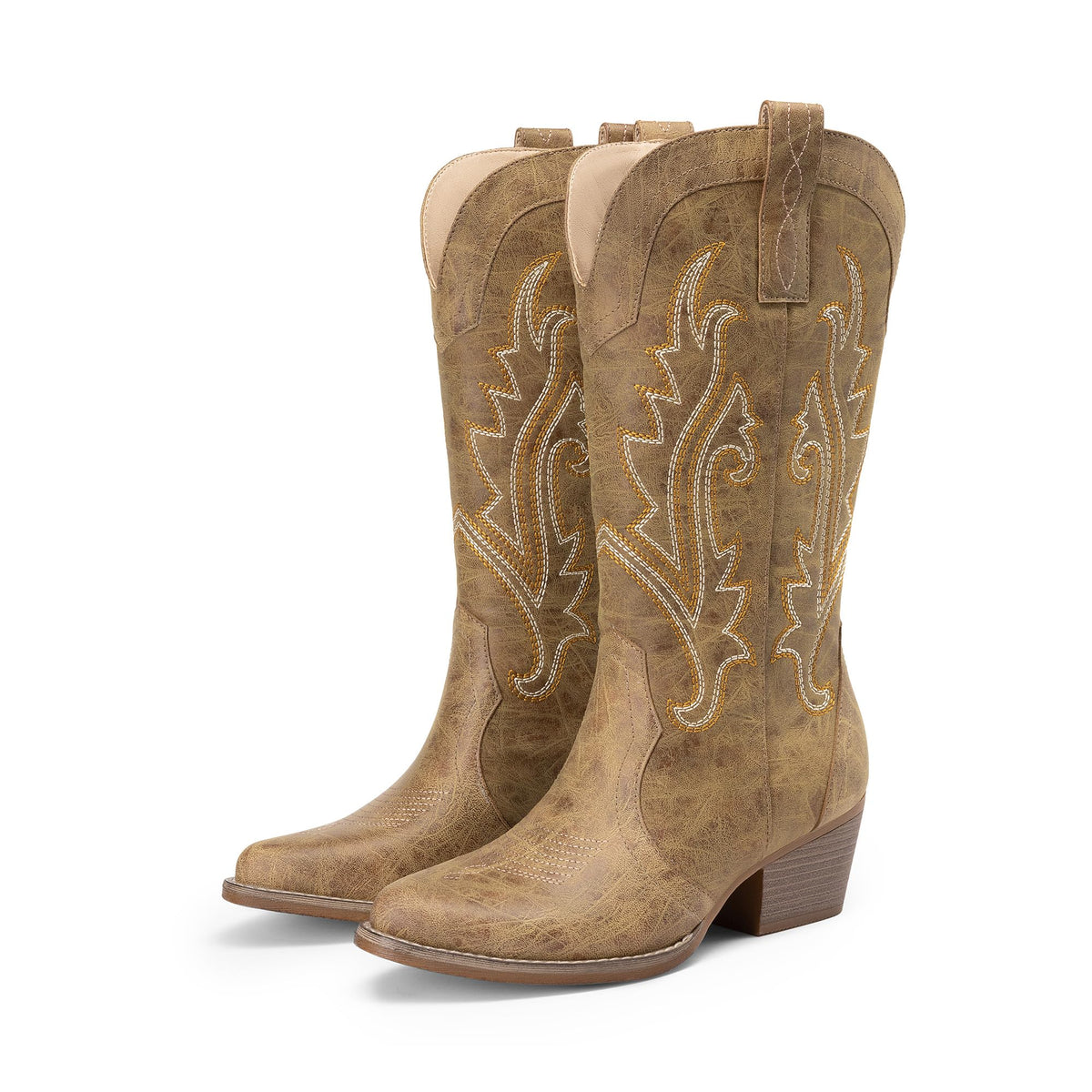 DREAM PAIRS Women Cowboy Cowgirl Mid Calf Boots,Tan,8 🍁 All In One Marketplace Canada