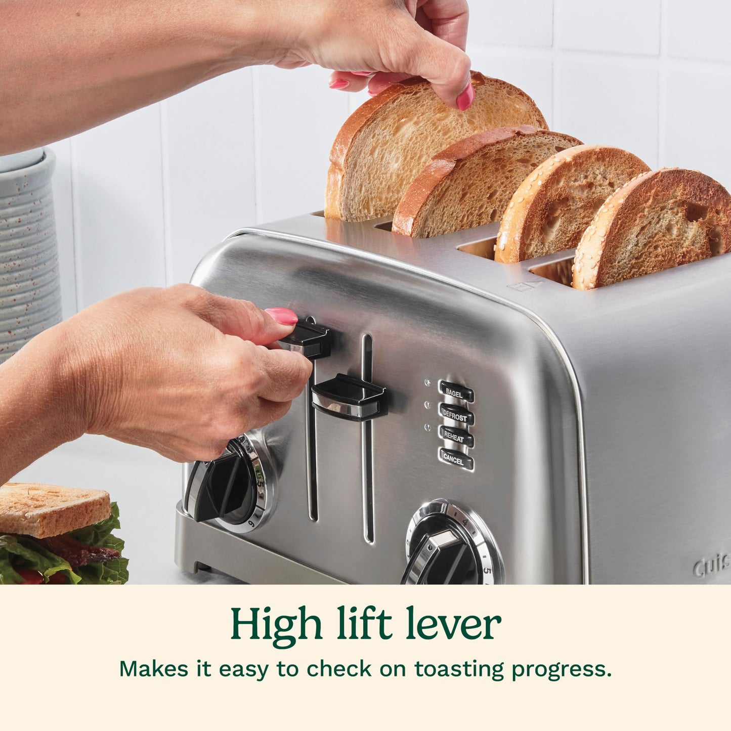 Cuisinart 4-Slice Toaster, 6-browning Levels, Brushed Silver (CPT-180C) - Available at All In One Marketplace Canada