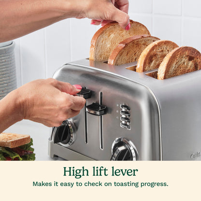 Cuisinart 4-Slice Toaster, 6-browning Levels, Brushed Silver (CPT-180C) - Available at All In One Marketplace Canada