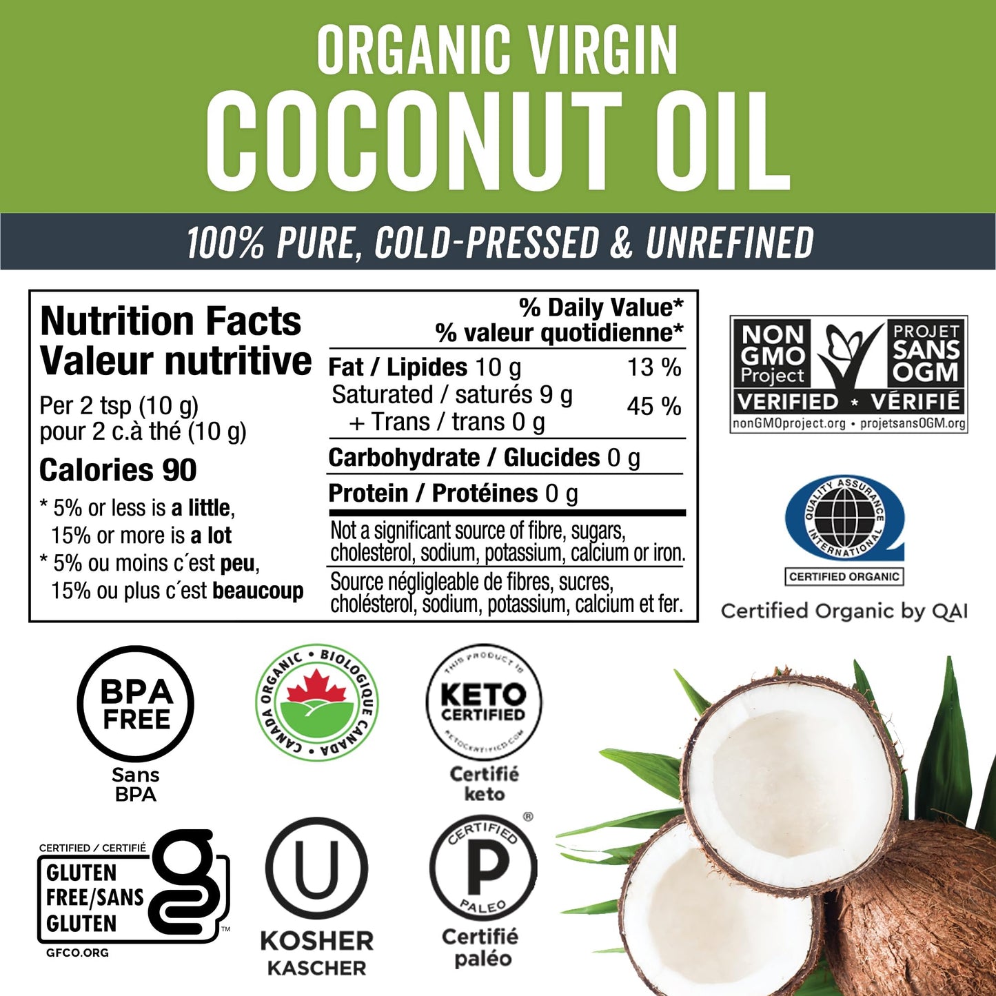 Viva Naturals Organic Virgin Coconut Oil,16 fl oz (473 mL) – Coconut Oil for Hair, Skin, Cooking & Baking – Cold-Pressed, Unrefined & Non-GMO – Keto & Paleo Certified – BPA-Free Jar 🍁 All In One Marketplace Canada