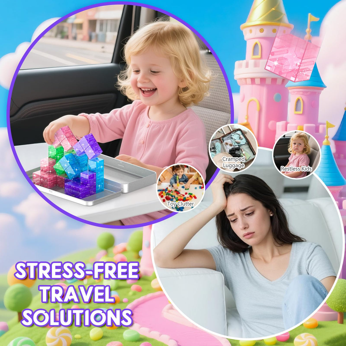 CZCUUDZ Magnetic Blocks Travel, 35PCS Mini Magnetic Blocks for Toddlers, STEM Building Cubes with Portable Iron Box, Magnetic Building Blocks for Kid Ages 3 4 5 6 7 8 Christmas Birthday Gifts, Glitter 🍁 All In One Marketplace Canada