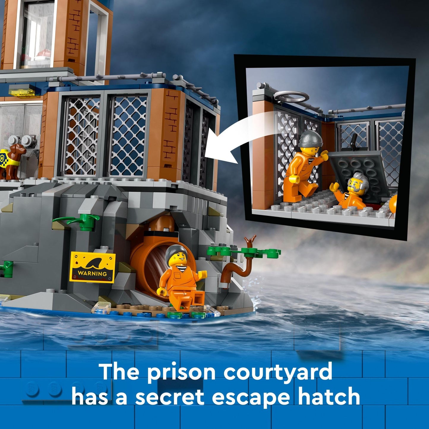 LEGO City Police Prison Island Toy Building Set, Birthday Gift for Boys and Girls Ages 7 Plus, Imaginative Play, Helicopter Toy, Boat Toy and Dinghy, 7 Minifigures with Dog and Shark Toy, 60419