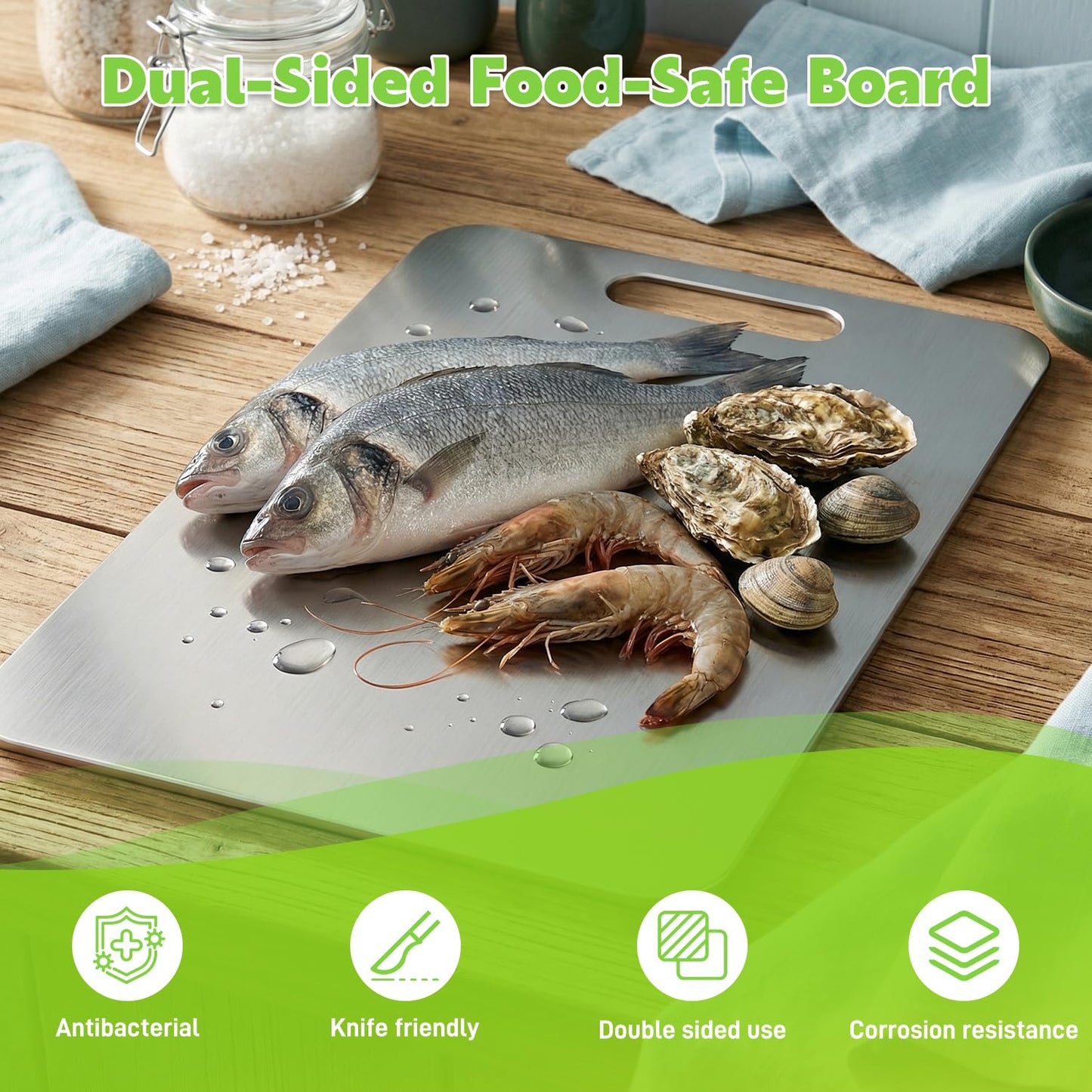 Titanium Cutting Board 2026 New Upgrade 100% Pure Titanium Cutting Boards for Kitchen - Double-Sided Food-Grade titanware Cutting Board Non-Stick Durable and Easy to Clean (13.3 x 9 in)