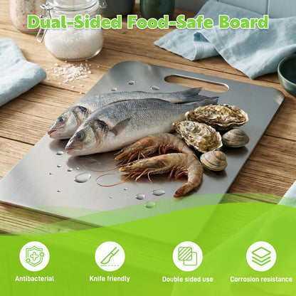 Titanium Cutting Board 2026 New Upgrade 100% Pure Titanium Cutting Boards for Kitchen - Double-Sided Food-Grade titanware Cutting Board Non-Stick Durable and Easy to Clean (13.3 x 9 in)