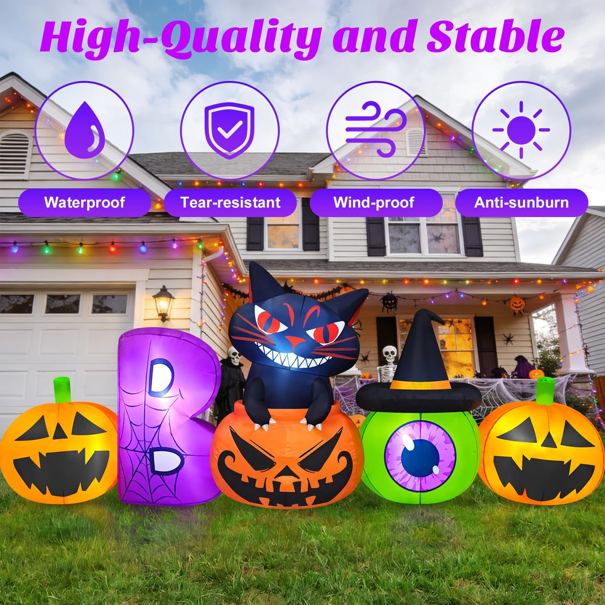 Danxilu 8FT Halloween Inflatable Pumpkin with Black Cat Outdoor Decorations 🍁 All In One Marketplace Canada