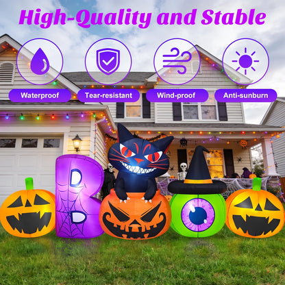Danxilu 8FT Halloween Inflatable Pumpkin with Black Cat Outdoor Decorations 🍁 All In One Marketplace Canada