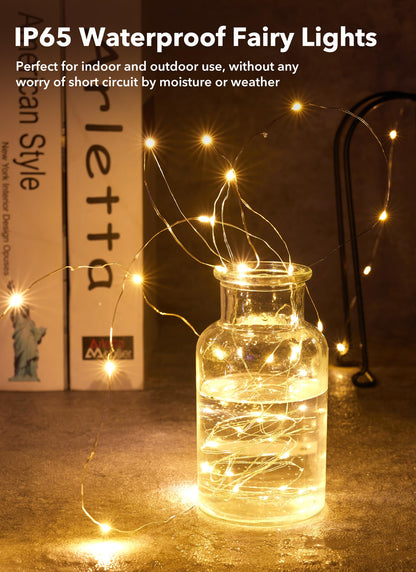 12 Pack LED Fairy Lights Battery Operated String Lights - 7 ft 20 LED Firefly Silver Wire Lights for DIY Wedding Party Bedroom Patio Christmas, Warm White 🍁 All In One Marketplace Canada