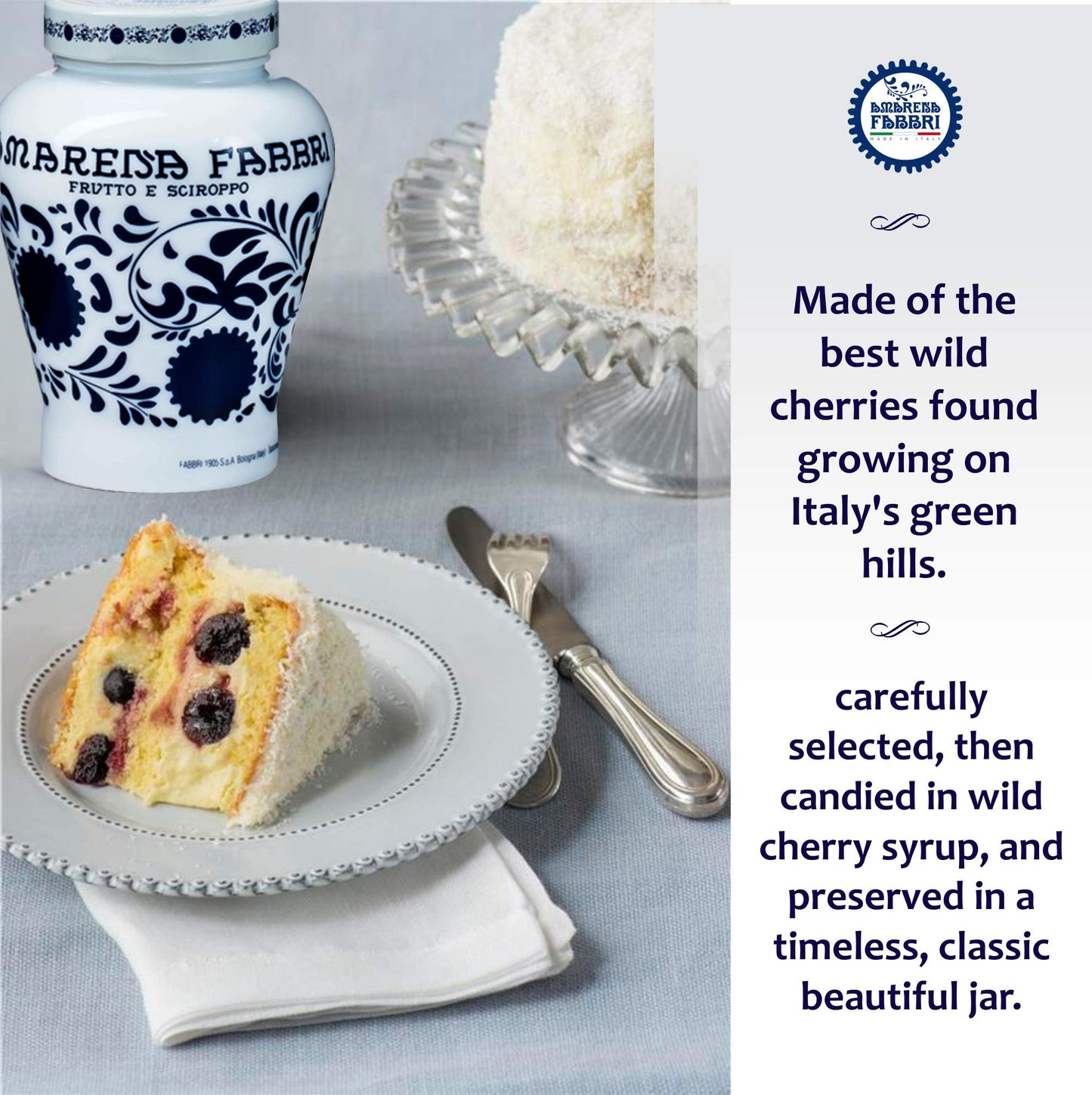 Fabbri Amarena Wild Cherries in Syrup – 21 oz, Gluten Free & Vegan