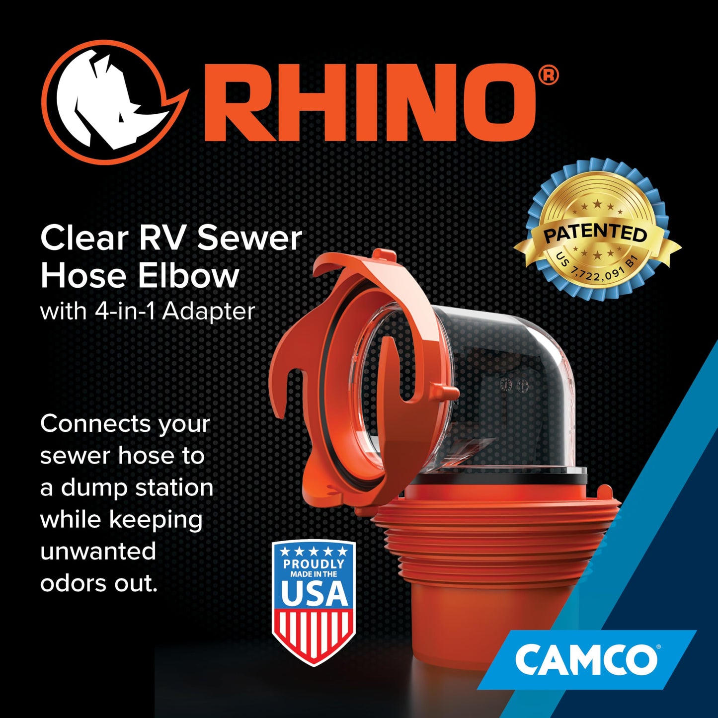 Camco 39736 RhinoFLEX Elbow and 4-in-1 Adapter with Swivel Bayonet Fitting, Orange/Clear 🍁 All In One Marketplace Canada