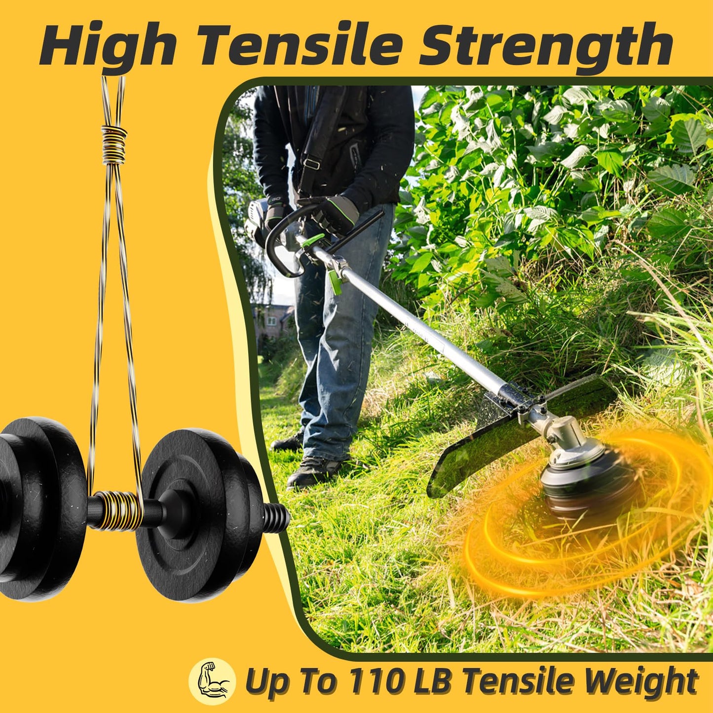 0.080'' DWO1DT801 Replacement String Timmer Lines Compatible with DEWALT Weed Eater, Square Twisted Weed Eater String, Heavy Duty Trimmer String (240 ft)