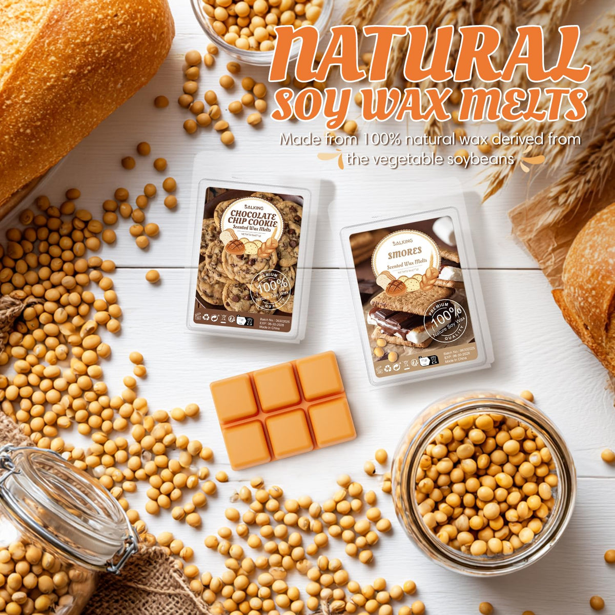 Bakery Scented Wax Melts, Soy Wax Melts, Strong Scented Wax Cubes Gift Set for Wax Warmer, Chocolate Cookie, Apple Bread, Vanilla Almond Biscuit, Donut, Pumpkin Pie, Coconut, Birthday Cake, Smores 🍁 All In One Marketplace Canada