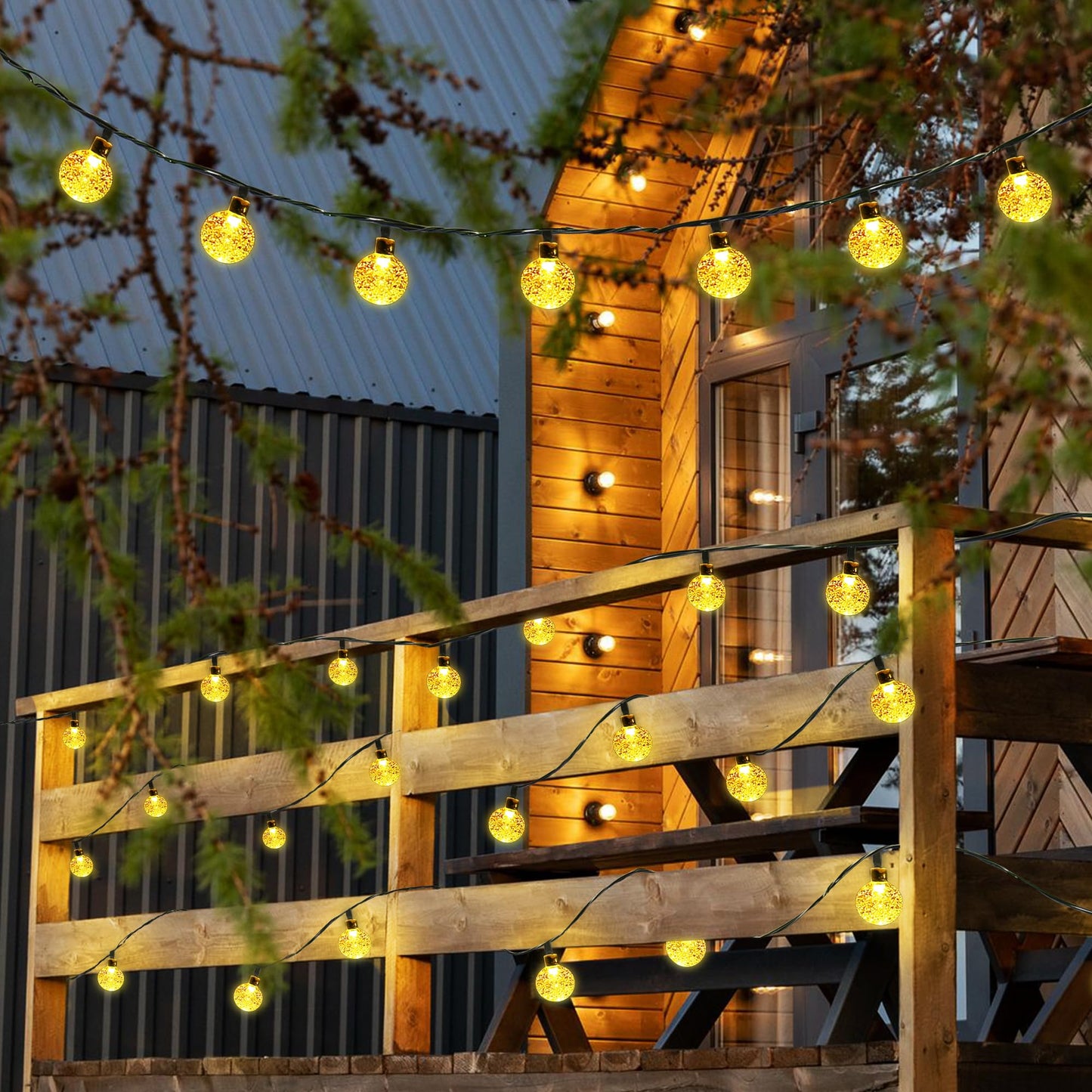 Joomer Solar String Lights Outdoor - 65FT 100LED Solar Globe String Lights,8 Lighting Modes, Waterproof Solar Powered Patio Light for Garden Yard Porch Party Outdoor Decor (Warm White)