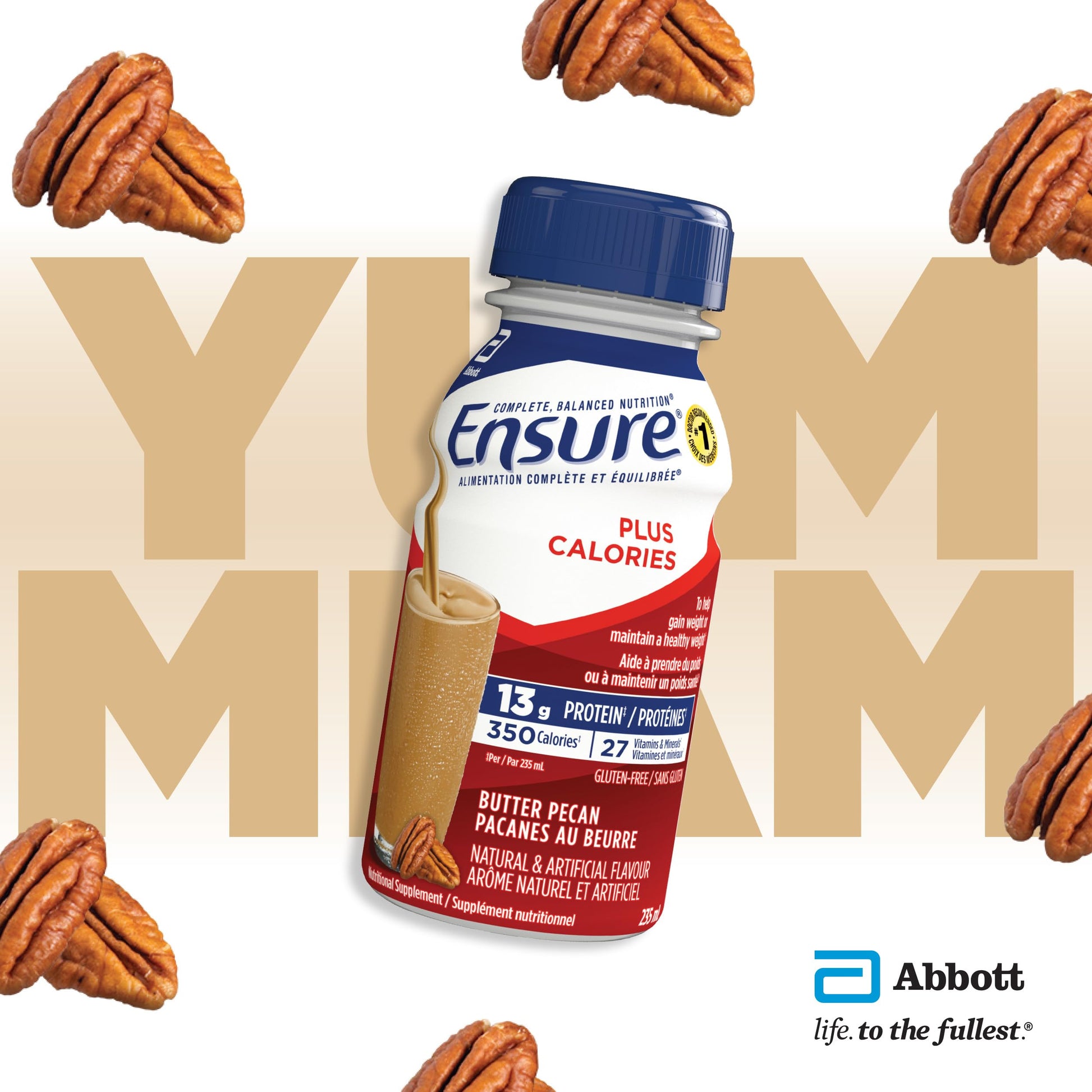 Ensure Plus Calories Nutritional Shake - Butter Pecan Flavor, 24-Pack (235 mL Each)