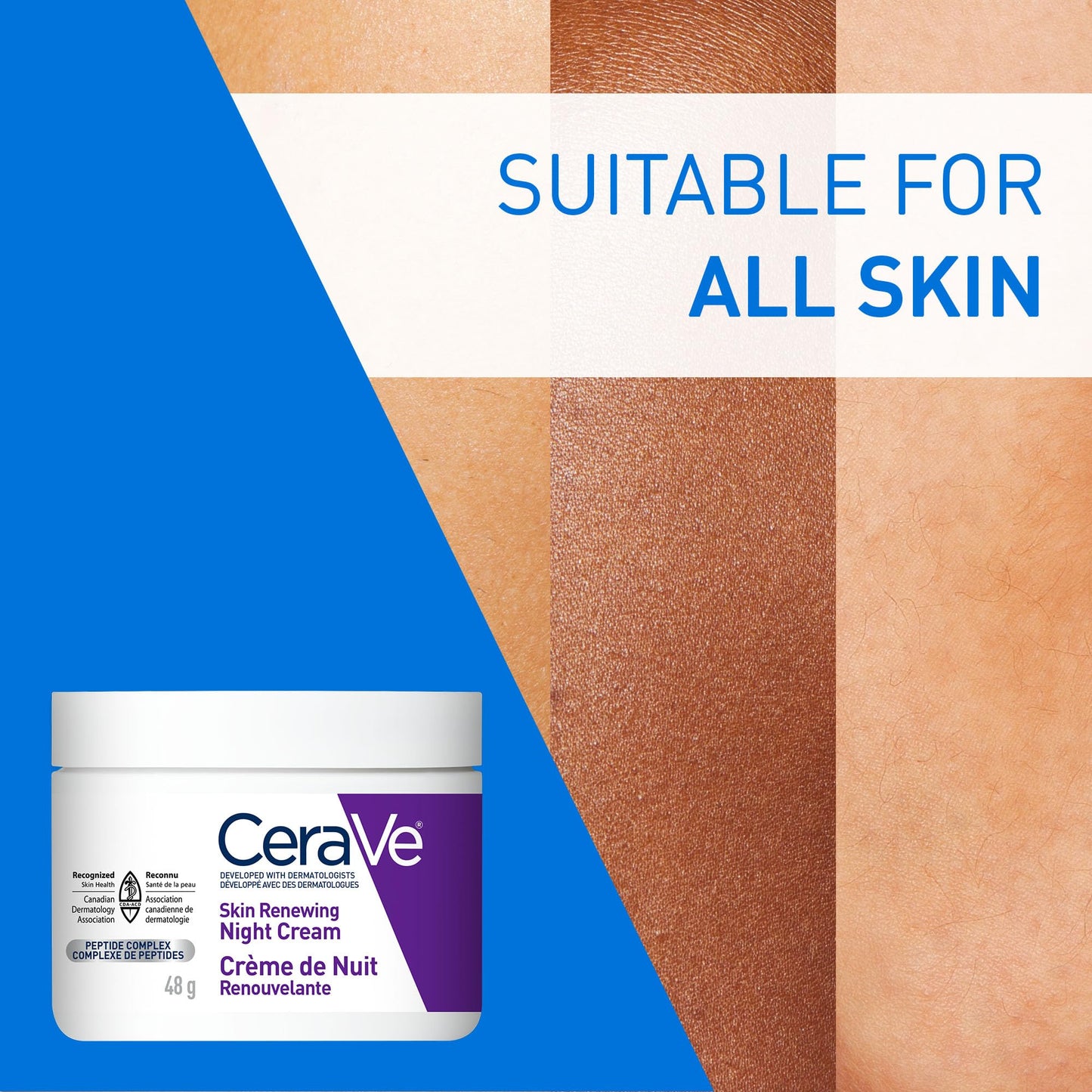 CeraVe Night Cream for Face, Skin Renewing Moisturizer for Men & Women With Hyaluronic Acid, Niacinamide, Bio Peptides & Ceramides. Fragrance Free, Non-comedogenic, Suitable for Sensitive Skin