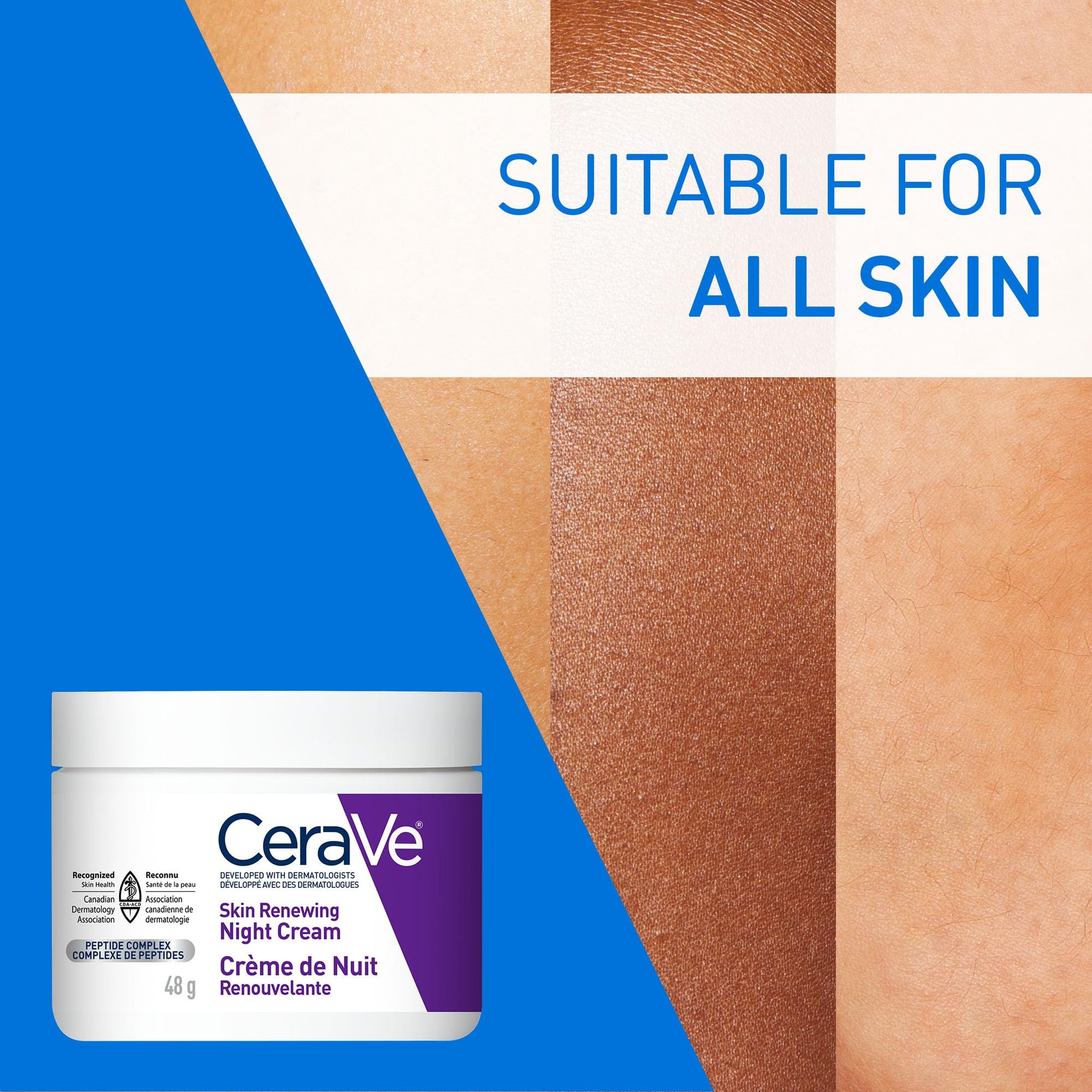 CeraVe Night Cream for Face, Skin Renewing Moisturizer for Men & Women With Hyaluronic Acid, Niacinamide, Bio Peptides & Ceramides. Fragrance Free, Non-comedogenic, Suitable for Sensitive Skin