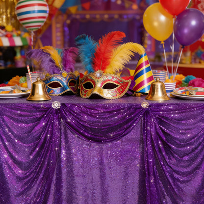 Nappe à sequins violets B-COOL 60x102 pouces, tissu de cuisine étincelant, dessus de table à paillettes pour décorations de mariage, d'Halloween et de fête d'anniversaire