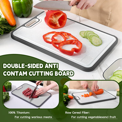 Cutting Board,Titanium Cutting Board, Kitchen Essentials, Cutting Boards for Kitchen, Double Sided Food Grade, Planche a Decouper, Chopping Board and Wheat Straw PP, Easy to Clean Large Size 16”×11” - Available at All In One Marketplace Canada