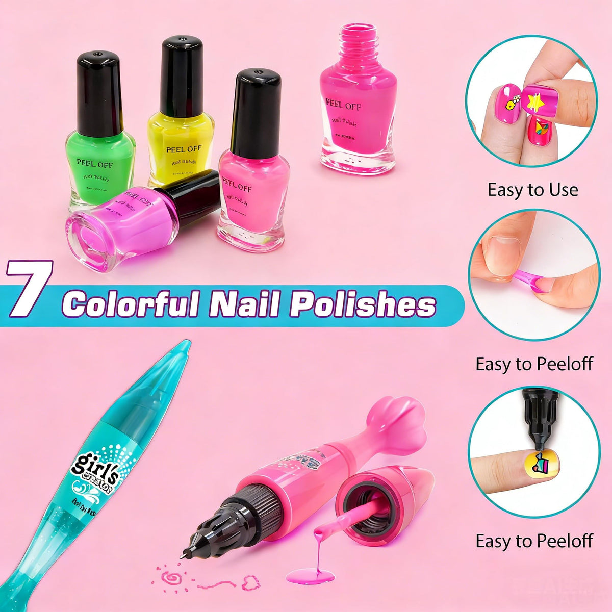 Amagoing Kids Nail Polish Set for Girls, Girls Nail Kit Ages 7-12 with Nail Dryer, Quick-Dry Nail Polish, Nail Art Pens, Press on Nail, Makeup Bag, Spa Manicures Birthday Christmas Gift Toy 6 7 8 9 10 11 Years Old 🍁 All In One Marketplace Canada