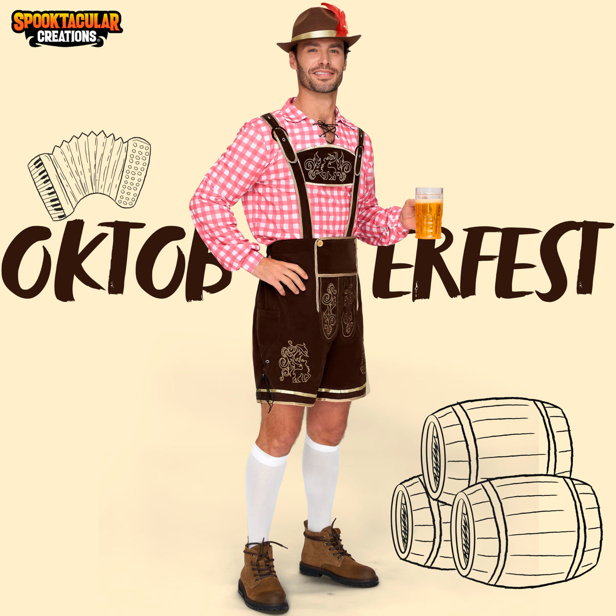Spooktacular Creations Bavarian Oktoberfest Costume Lederhosen Men-L 🍁 All In One Marketplace Canada
