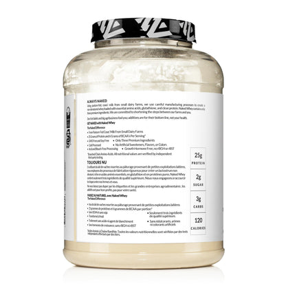 NAKED WHEY 5LB 100% Grass Fed Whey Protein Powder - 1 Undenatured, Bulk, Unflavored - GMO, Soy, and Gluten Free - No Preservatives - Stimulate Muscle Growth - Enhance Recovery - 76 Servings