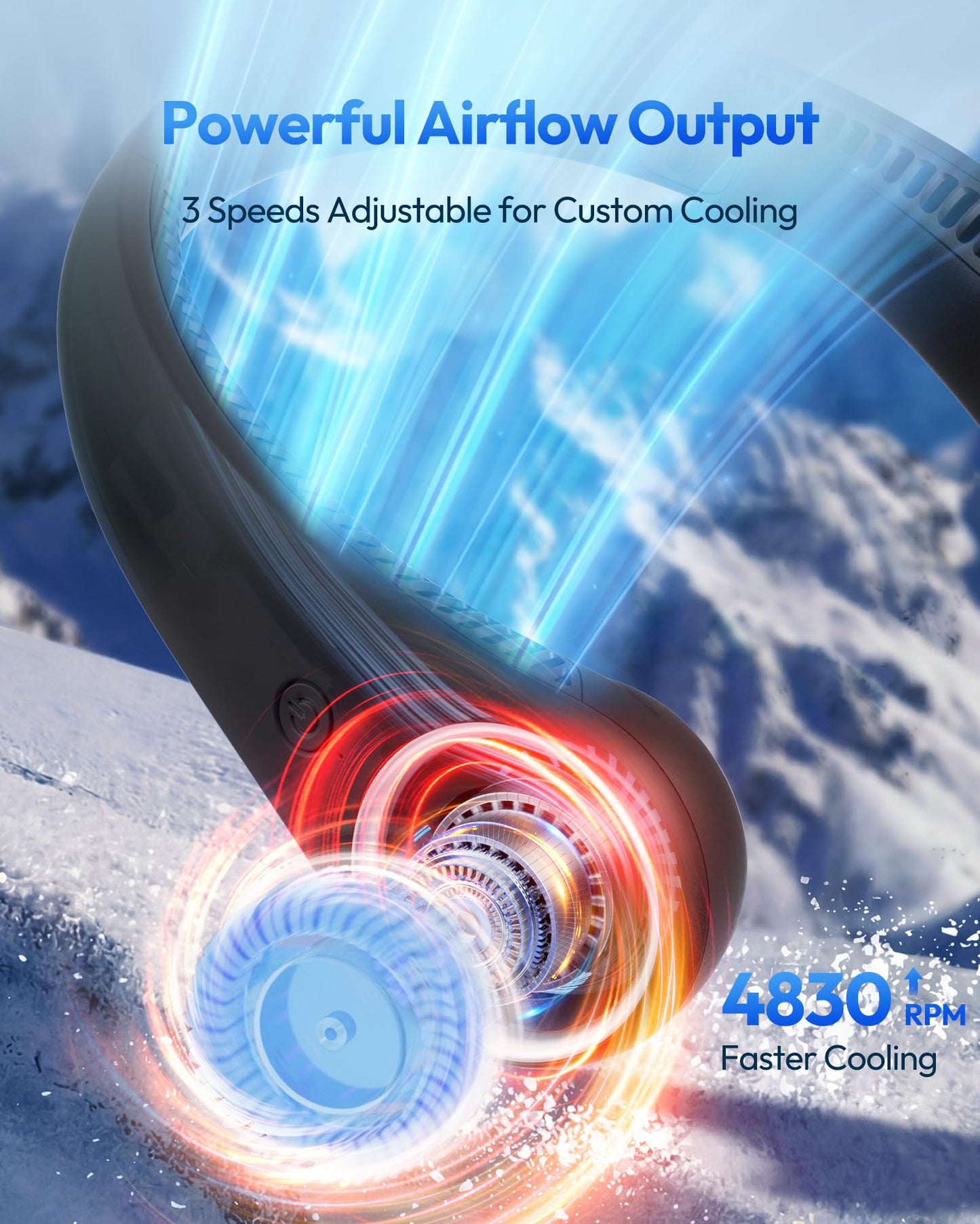 Gaiatop Portable Neck Fan Rechargeable, Hands-Free 360° Cooling, 23.5hrs Runtime, Battery Powered Personal Fan Ventilateur de Cou, Summer Outdoor Travel Essentials, Birthday Gifts for Women Men Dad - Available at All In One Marketplace Canada
