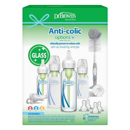 Dr. Brown’s Natural Flow Anti-Colic Options+ Narrow Glass Bottle Starter Set