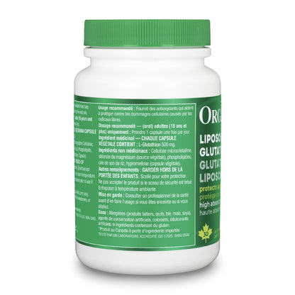 Organika Canadian-Made Liposomal L-Glutathione 500 mg- Supperior Absorption, Potent Antioxidant, Immunity Support, Helps Tissue Repair, Detox - 30vcaps, 30 Day Supply - Available at All In One Marketplace Canada