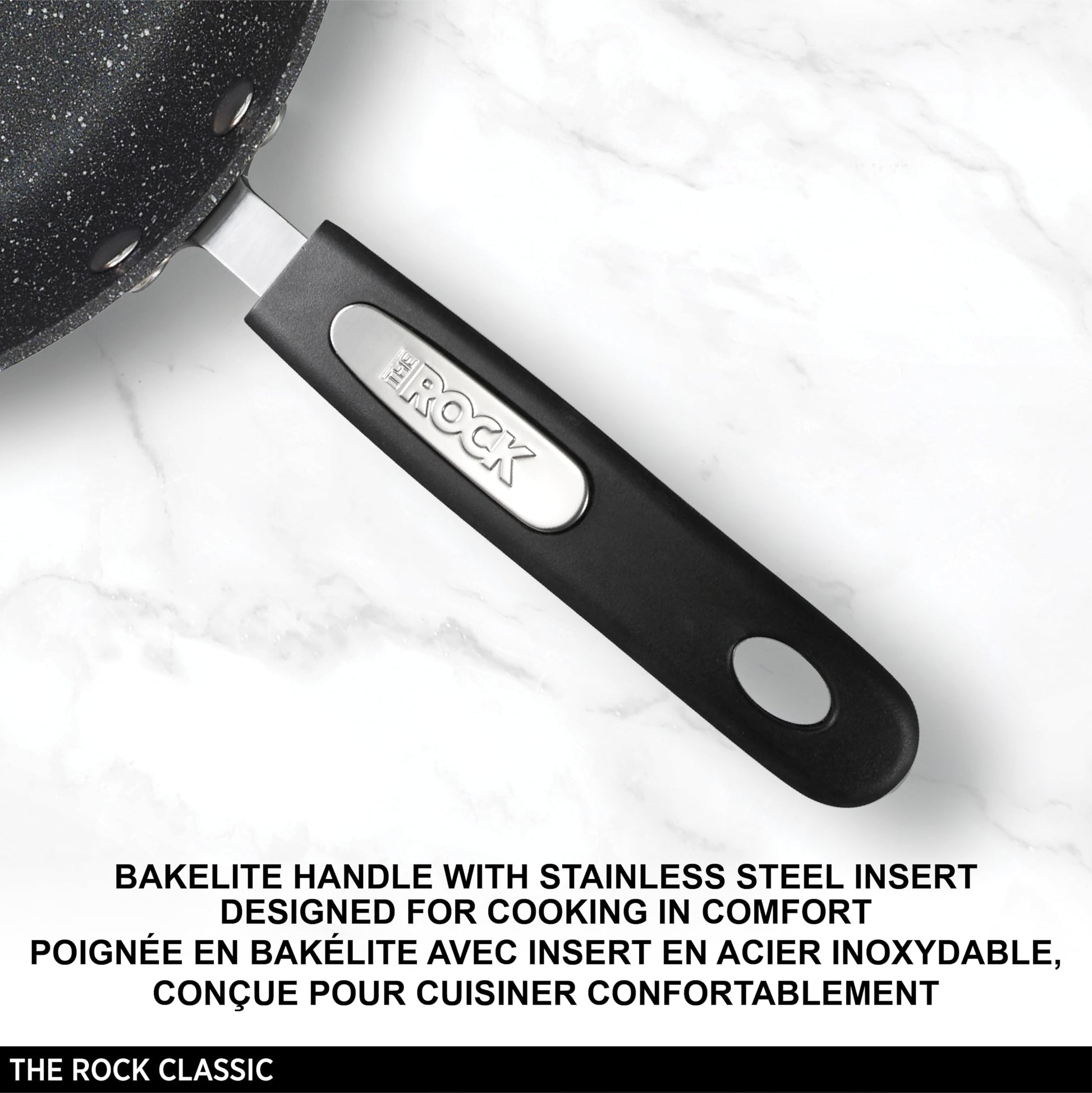 Starfrit The Rock 2.8L (3Qt) Non-Stick Saucepan - Durable Forged Aluminum - Oven Safe - PFOA Free - Easy to Clean - Black Starfrit