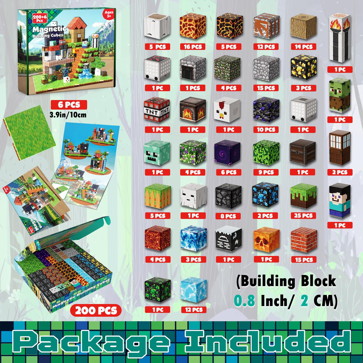 ToyUnited 200 Pieces Magnetic Blocks with 6 Base Plate Cute Fun Game Magnetic Building Blocks Montessori Stacking Sensory Toy for Kids Ages 3 4 5 6 7 8-12 Year Old Boys Girls Gifts Christmas 🍁 All In One Marketplace Canada