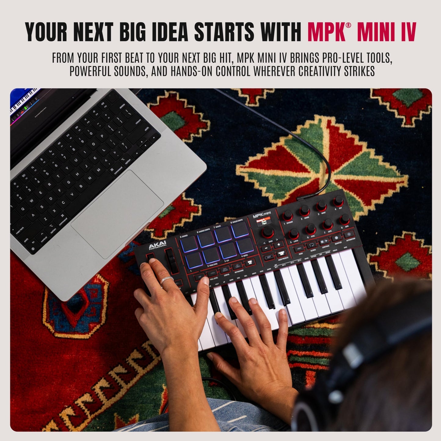 Akai Professional MPK Mini IV 25-Key USB-C MIDI Keyboard Controller, Black