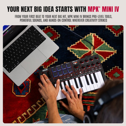 Akai Professional MPK Mini IV 25-Key USB-C MIDI Keyboard Controller, Black