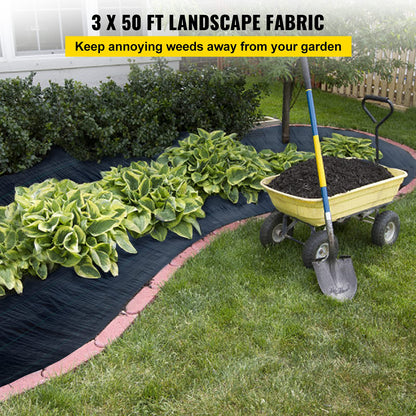 Happybuy Landscape Fabric Heavy Duty 5Oz Geotextile Fabric 3 x 50Ft Ground Cover Non Woven for Commercial Greenhouse Yard Garden Barrier Cloth Blocker Mat