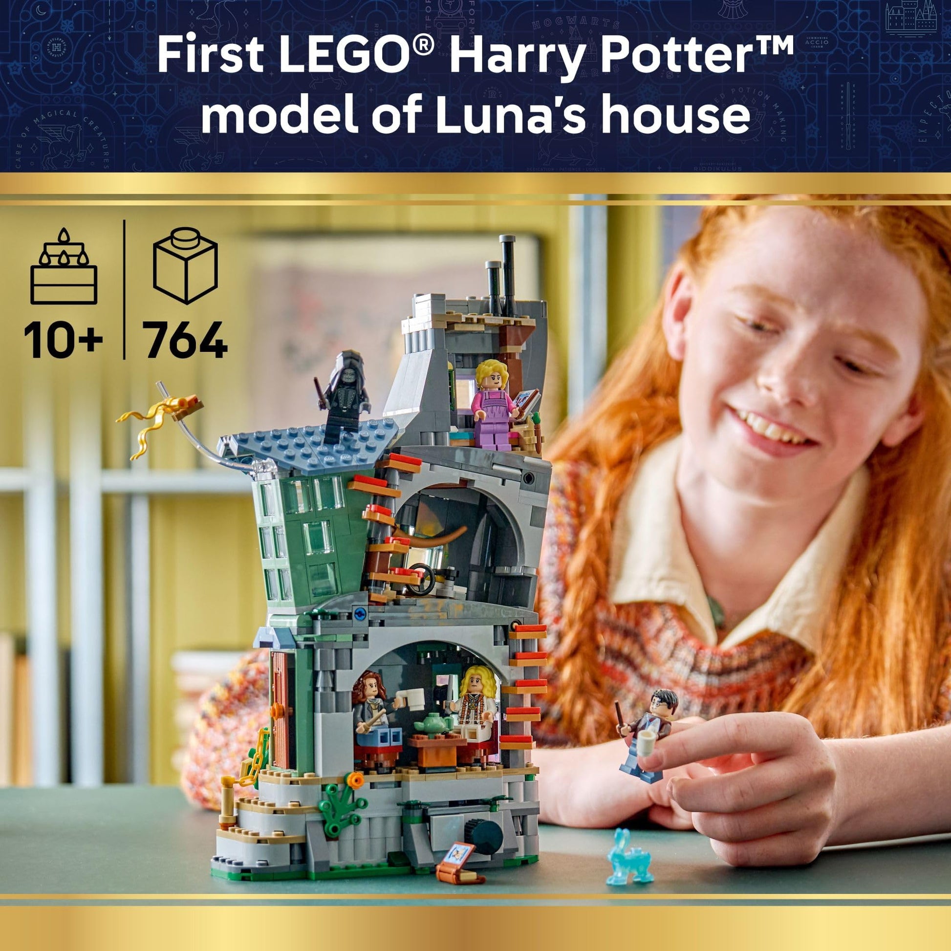 LEGO Harry Potter Luna Lovegood’s House Building Toy for Girls & Boys - Pretend Play & Display Book Shelf or Bedroom Decor for Kids, Ages 10+ - W/Luna's Hare Patronus - Gift Idea for Birthdays - 76467 LEGO