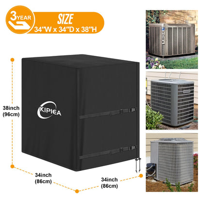 Kipiea Heavy Duty Air Conditioner Cover for Outside Units, Windproof, Anti-UV, Tear & Fade Resistant AC Cover for Winter (34" W x 34" D x 38" H) 🍁 All In One Marketplace Canada