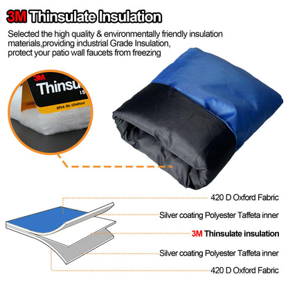 Enlarge Outdoor Faucet Cover for Winter Freeze Protection, 3M Thinsulate, 10"H x 6.3"W Hose Bib Covers for Wall Taps Outside, Waterproof & Frost Free Insulated Spigot Cover, 2 Pcs Faucet Socks - Black 🍁 All In One Marketplace Canada