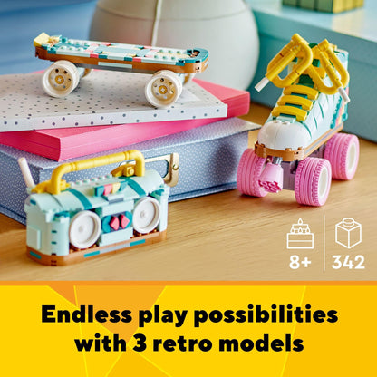 LEGO Creator 3 in 1 Retro Roller Skate Building Kit, Transforms from Roller Skate Toy to Mini Skateboard to Boom Box Radio, Birthday Gift for Skaters, Cool Toy for Boys and Girls Ages 8 and Up, 31148 LEGO