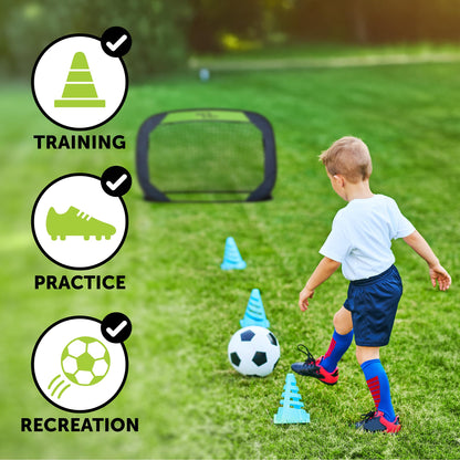 Sport Squad Portable Soccer Goal Net Set - Set of Two 4' Pop Up Training Soccer Goals with Compact Carrying Case - Easy Assembly and Compact Storage - Great for Kids and Adults Sport Squad