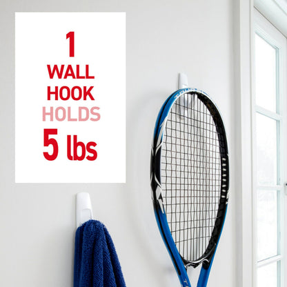 Command Large Utility Hooks, Damage Free Hanging Wall Hooks with Adhesive Strips, No Tools Wall Hooks for Hanging Back to School Dorm Organizers, 7 White Hooks and 12 Command Strips